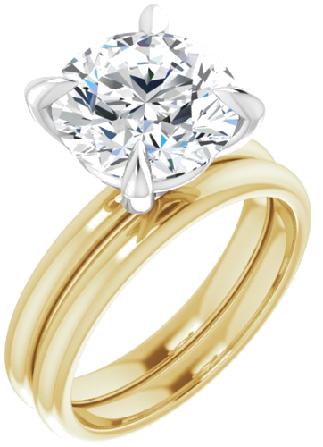 14K Yellow White 10 mm Round Engagement Ring Mounting (6)