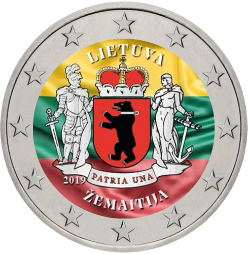 2019 Литва Жемайтия монета 2 евро (цветная) (1)