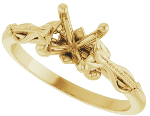 14K Yellow 8x6 mm Oval Sculptural-Inspired Engagement Ring Mounting (5)