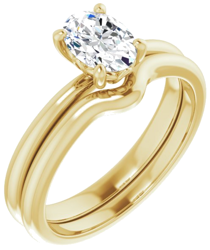 Sužadėtuvių Žiedas „Solitaire“ 585 Geltonojo Aukso Oval 7mm x 5mm (6)