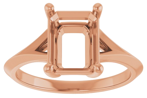 Sužadėtuvių Žiedas „Solitaire“ 585 Rožinis Aukso Emerald 9mm x 7mm (3)