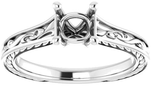 14K White 4.5x4.5 mm Square Engagement Ring Mounting (3)