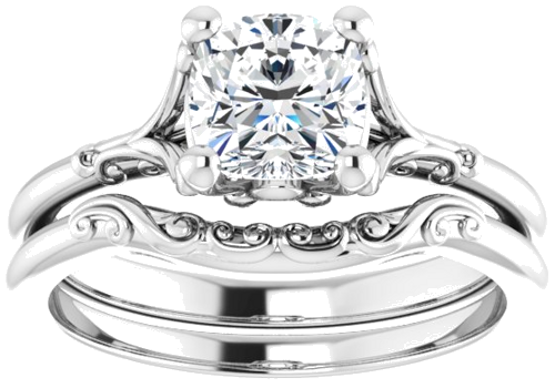 14K White 6 mm Cushion Solitaire Engagement Ring Mounting (8)