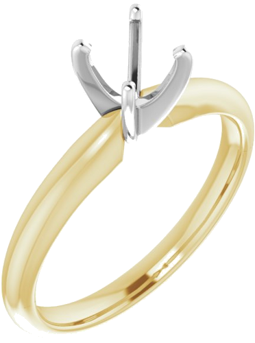 14K Yellow   White 5-5.3 mm Round 4-Prong Solitaire Ring Mounting (1)