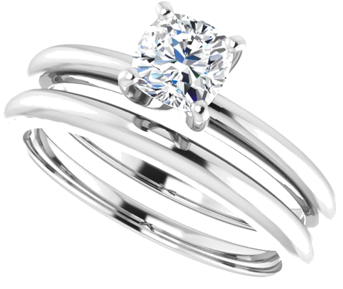 14K White  5 mm Cushion Solitaire Engagement Ring Mounting (10)