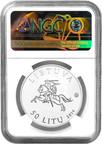 2014 Балтийский путь Литва серебряная монета 50 литов PF 69 ULTRA CAMEO (2)