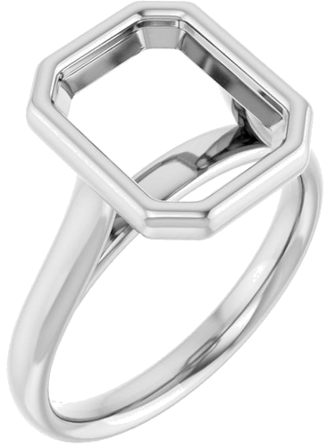 Sužadėtuvių Žiedas „Bezel-Set Solitaire“ 950 Platinos Emerald 10mm x 8mm (1)