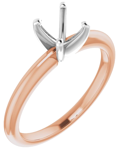 Sužadėtuvių Žiedas „Solitaire“ 585 Baltojo Ir Rožinis Aukso Round 6mm (1)