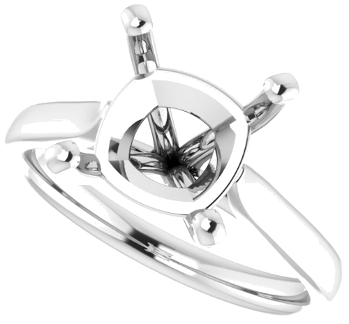 14K White 9 mm Cushion Engagement Ring Mounting (5)
