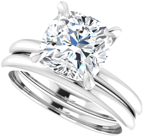 14K White  8x8 mm Cushion Solitaire Engagement Ring Mounting (10)