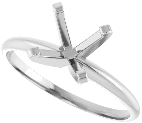 14K White 7.6 mm Round Ultra-Lightweight Solitaire Engagement Ring Mounting (5)