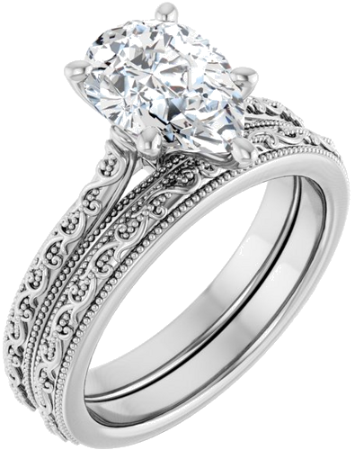 Sužadėtuvių Žiedas „Solitaire“ 585 Baltojo Aukso Pear Shape 10mm x 7mm (6)