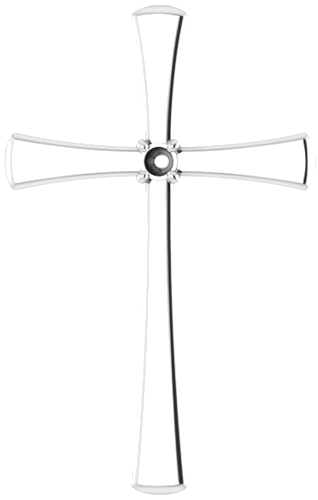 Pakabukas „Solitaire Cross“ 585 Baltojo Aukso Round 2mm (1)