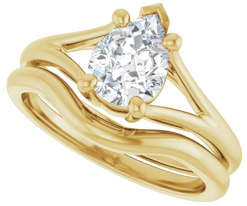 14K Yellow 8x6 mm Pear 4-Prong Cathedral Split Shank Engagement Ring Mounting (10)