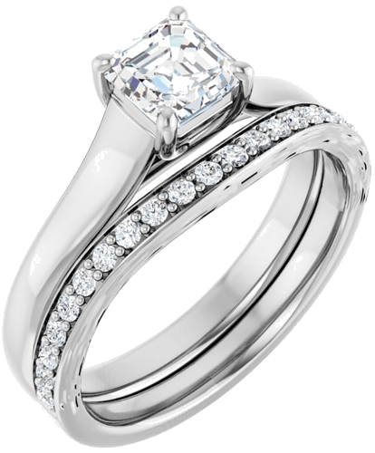 Platinum 5 mm Asscher Solitaire Engagement Ring Mounting (12)