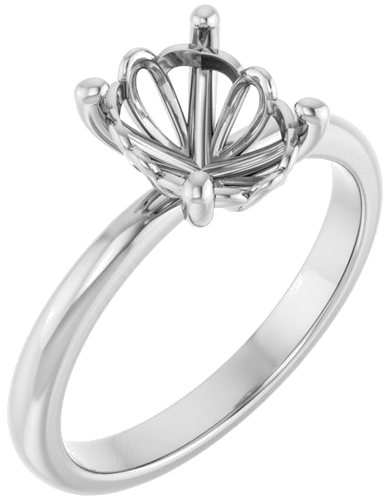 Sužadėtuvių Žiedas „Solitaire“ 585 Baltojo Aukso Oval 9mm x 7mm (1)