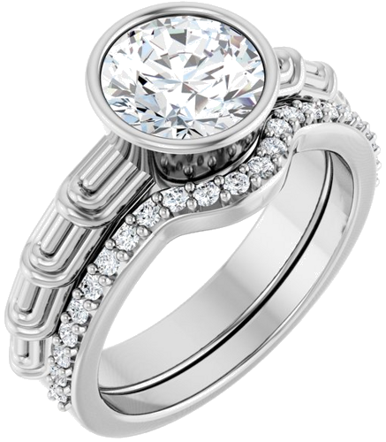 14K White 8 mm Round Solitaire Engagement Ring Mounting (6)