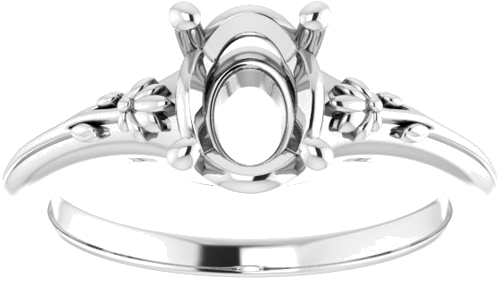 Sužadėtuvių Žiedas „Solitaire“ 585 Baltojo Aukso Oval 8mm x 6mm (3)