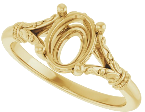 Sužadėtuvių Žiedas „Split Shank“ 585 Geltonojo Aukso Oval 8mm x 6mm (5)