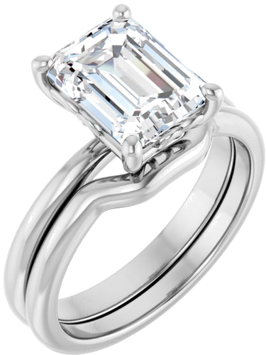 Sužadėtuvių Žiedas „Solitaire“ 585 Baltojo Aukso Emerald 9mm x 7mm (6)