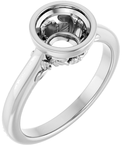 Sužadėtuvių Žiedas „Bezel-Set“ 585 Baltojo Aukso Round 7mm (1)