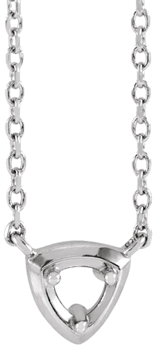 14K White 3 mm Round Solitaire 18  Necklace Mounting (1)