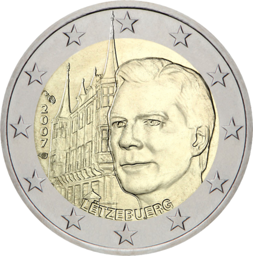 2007 г. Люксембург Монета от 2 евро Дворец на великите херцози (1)