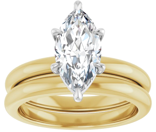 14K Yellow White 12x6 mm Marquise Solitaire Engagement Ring Mounting (8)