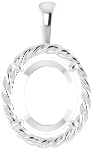 Sterling Silver  12x10 mm Oval Pendant Mounting (1)