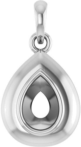 Pakabukas „Solitaire Puffed“ 585 Baltojo Aukso Pear Shape 6mm x 4mm (1)