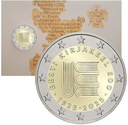 2025 500 Years of Estonian Literature 2 Euro BU Coin in Card (1)