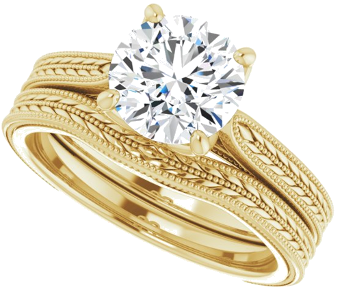 14K Yellow  7.4 mm Round Solitaire Engagement Ring Mounting (10)