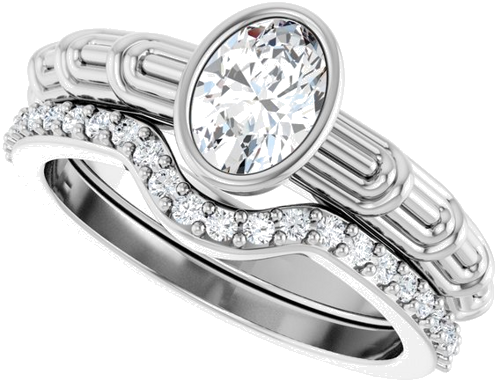 Sužadėtuvių Žiedas „Solitaire“ 585 Baltojo Aukso Oval 7mm x 5mm (10)