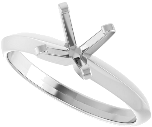 14K White 6.5 mm Round Solitaire Engagement Ring Mounting (5)