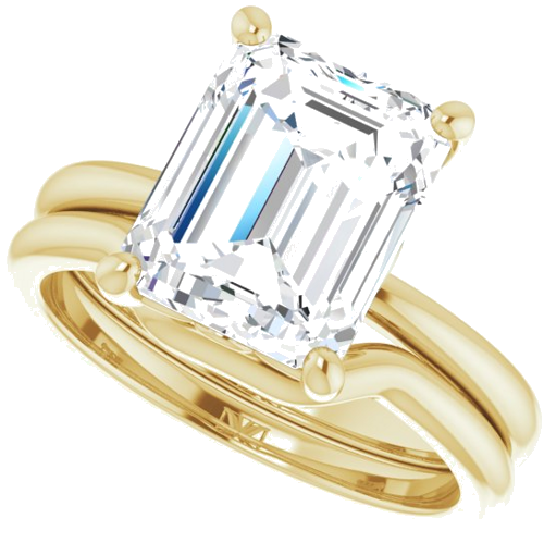 Sužadėtuvių Žiedas „Solitaire“ 585 Geltonojo Aukso Emerald 10mm x 8mm (10)