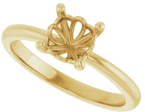14K Yellow 6 mm Cushion Solitaire Engagement Ring Mounting (5)