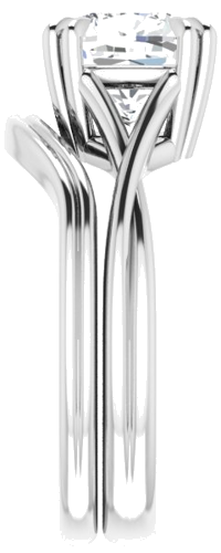 14K White 8 mm Cushion Solitaire Engagement Ring Mounting (9)