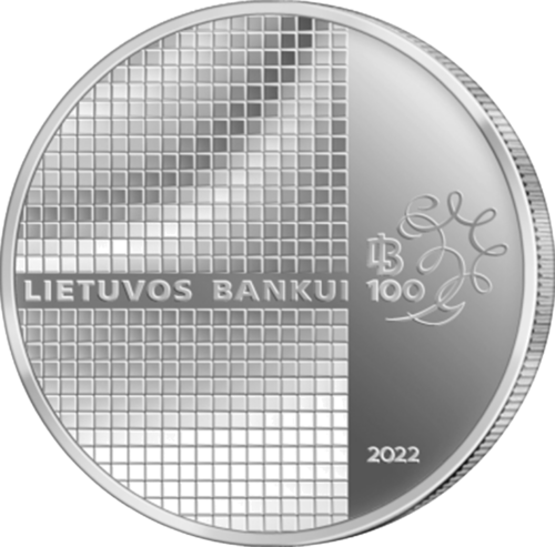 2022 Lietuva Lietuvas Bankas 100 gadu jubilejas 1,5 eiro monēta (2)