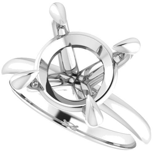 14K White  11 mm Round Solitaire Engagement Ring Mounting (5)