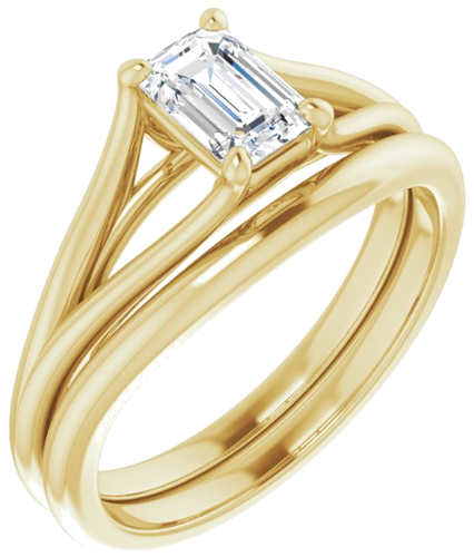 Sužadėtuvių Žiedas „Solitaire“ 585 Geltonojo Aukso Emerald 6mm x 4mm (6)