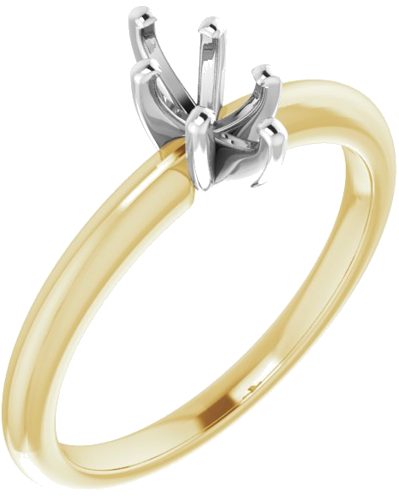14K Yellow   White  7x3.5 mm Marquise Solitaire Engagement Ring Mounting (1)