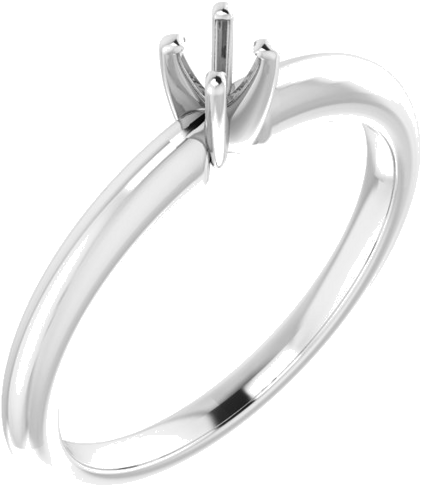 14K White  3 mm Round Solitaire Engagement Ring Mounting (1)