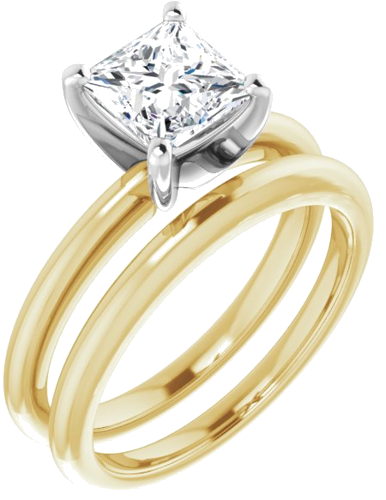 14K Yellow   White  6x6 mm Square Solitaire Engagement Ring Mounting (6)