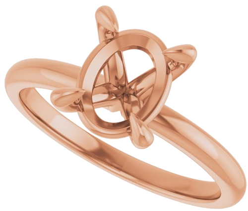 18K Rose  9x7 mm Oval Solitaire Engagement Ring Mounting (5)