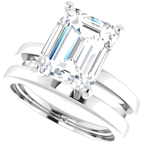 14K White 10x8 mm Emerald Solitaire Engagement Ring Mounting (10)