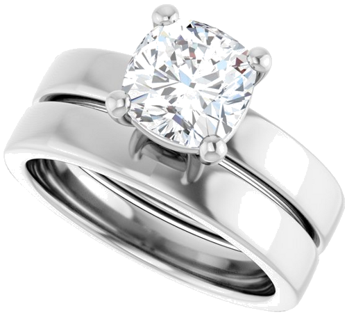 14K White 7 mm Cushion Solitaire Engagement Ring Mounting (10)