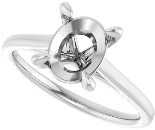 Sužadėtuvių Žiedas „Solitaire“ 585 Baltojo Aukso Oval 9mm x 7mm (5)