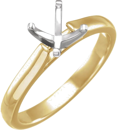 14K Yellow White 6.5 mm Round Solitaire Engagement Ring Mounting (1)