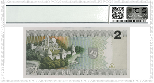 1993 Lietuva 2 litų banknotas PCGS GEM UNC 64 (2)