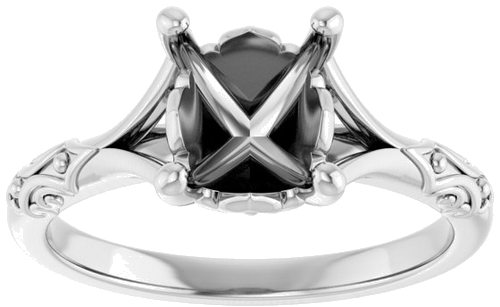 14K White 9x7 mm Oval Solitaire Engagement Ring Mounting (3)